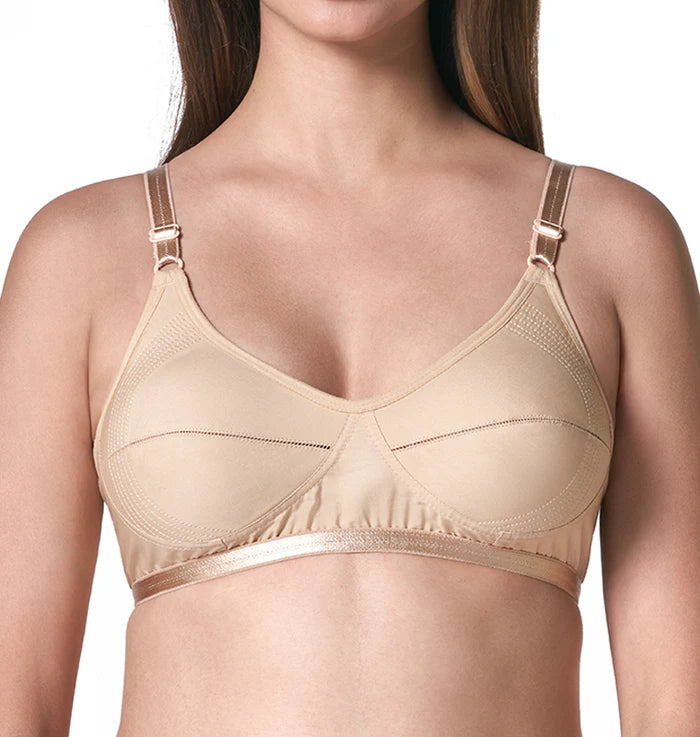 Buy GLAMORAS Women Girls Cotton Nylon and Spandex Padded Non Wired Seamless  Sports Bra with Removable Soft Cups, Free Size, Beige at