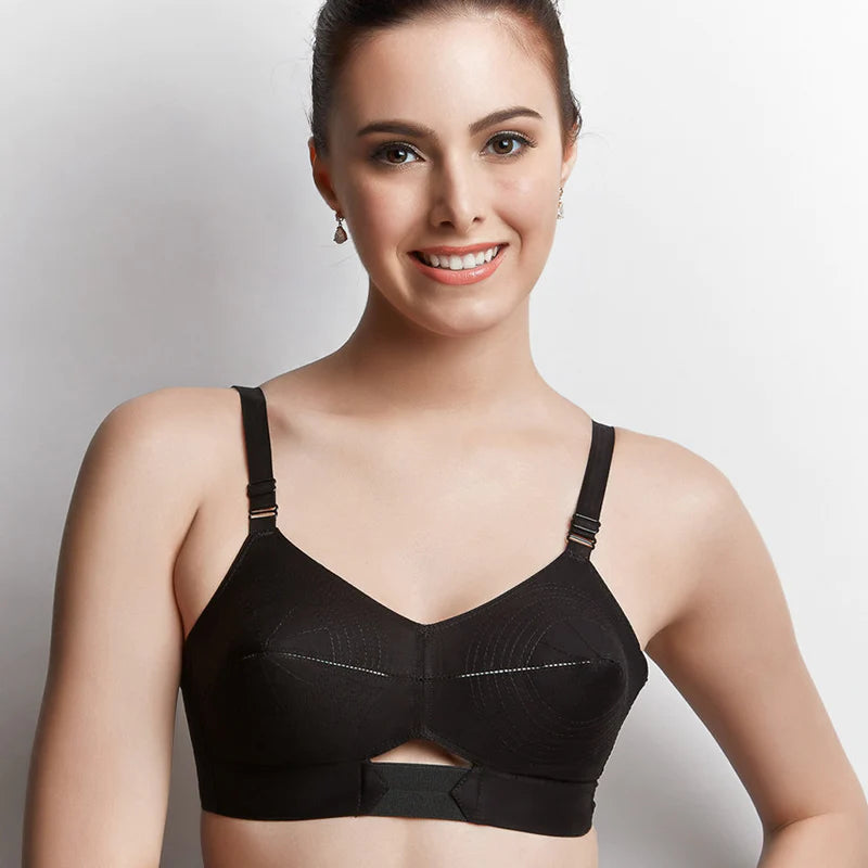 Cotton double layered bra with two sectioned panels