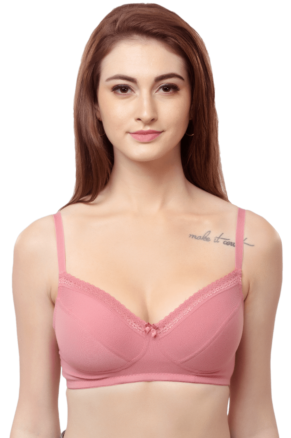Buy Amante Satin Edge Padded Wired High Coverage Bra - Pink (38D) Online