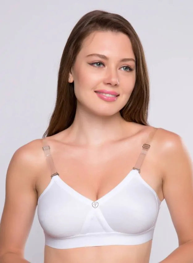 Non wired bra in white - Essential Cotton