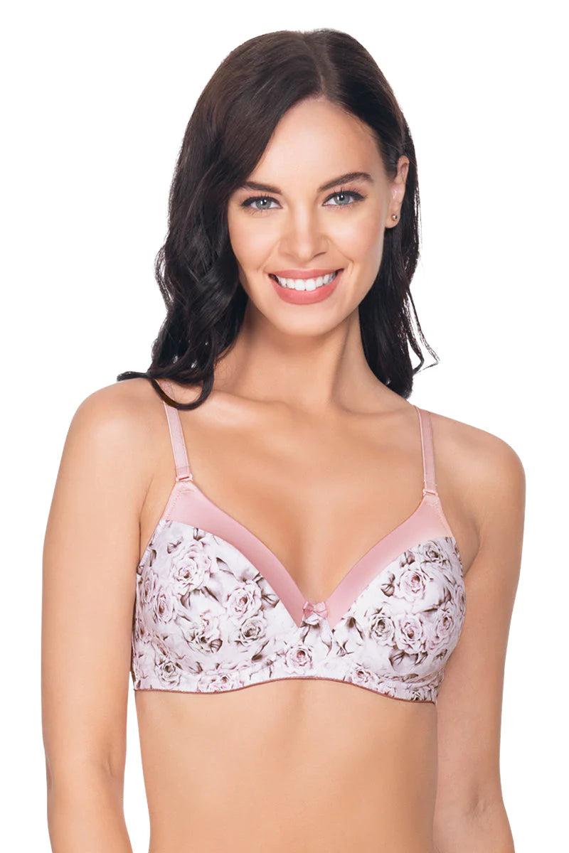 Buy Amante White Floral Print Padded Non-Wired Full Coverage Bra