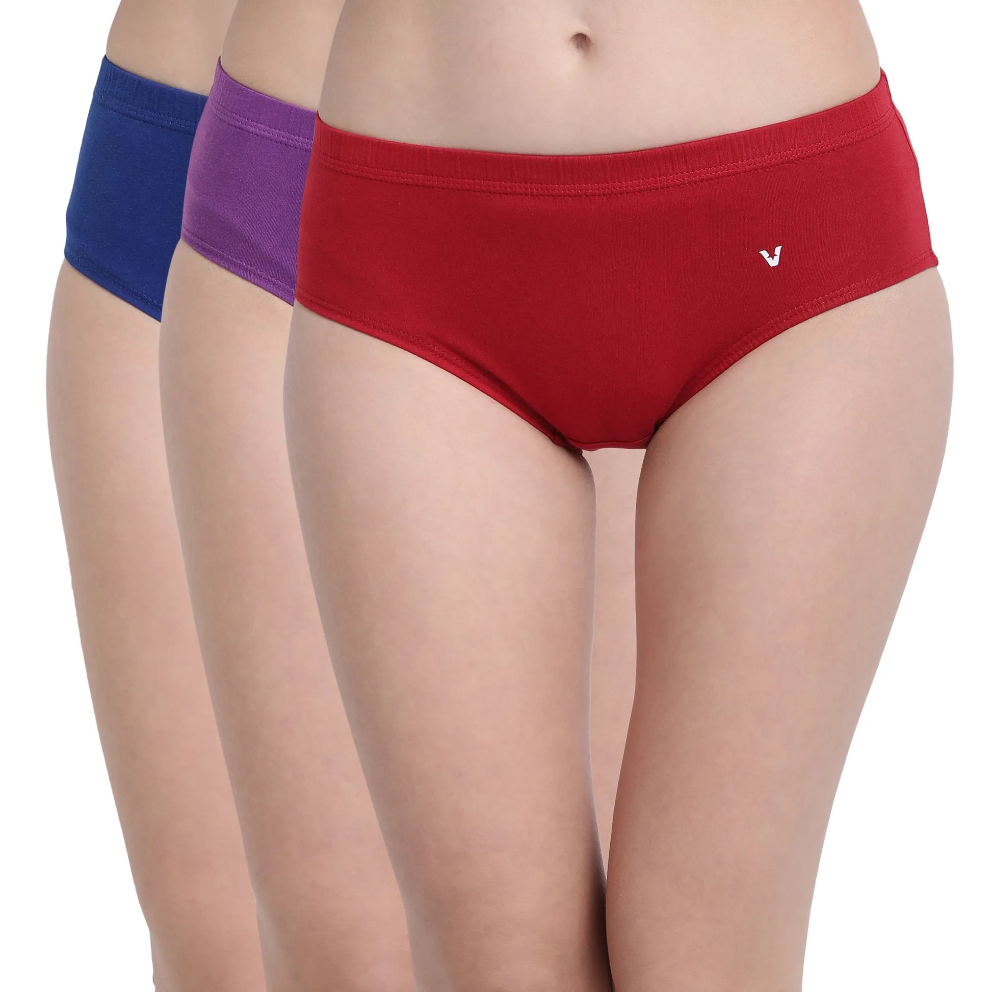 Laura V Star inner elastic 3 Pcs Panties full back coverage, Hipster - bare essentials