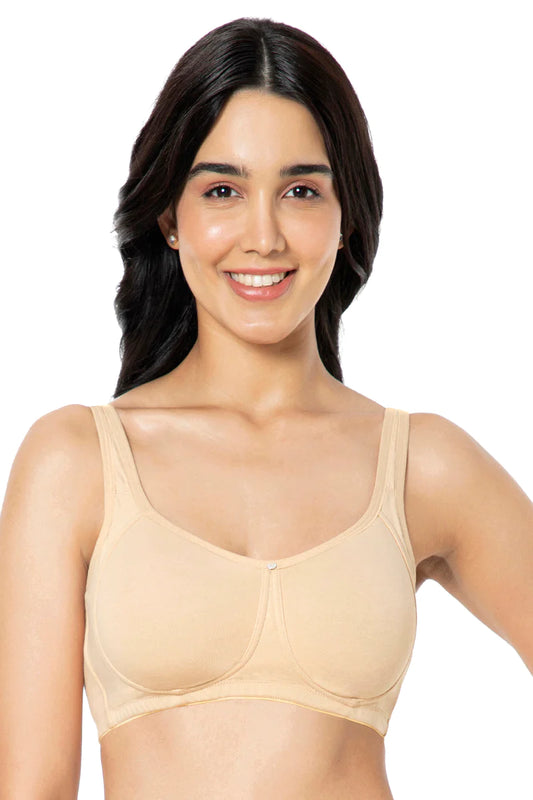Buy juliet Women's Non Padded Solid Cotton Tshirt Bra (KAJAL Peach 34B) at