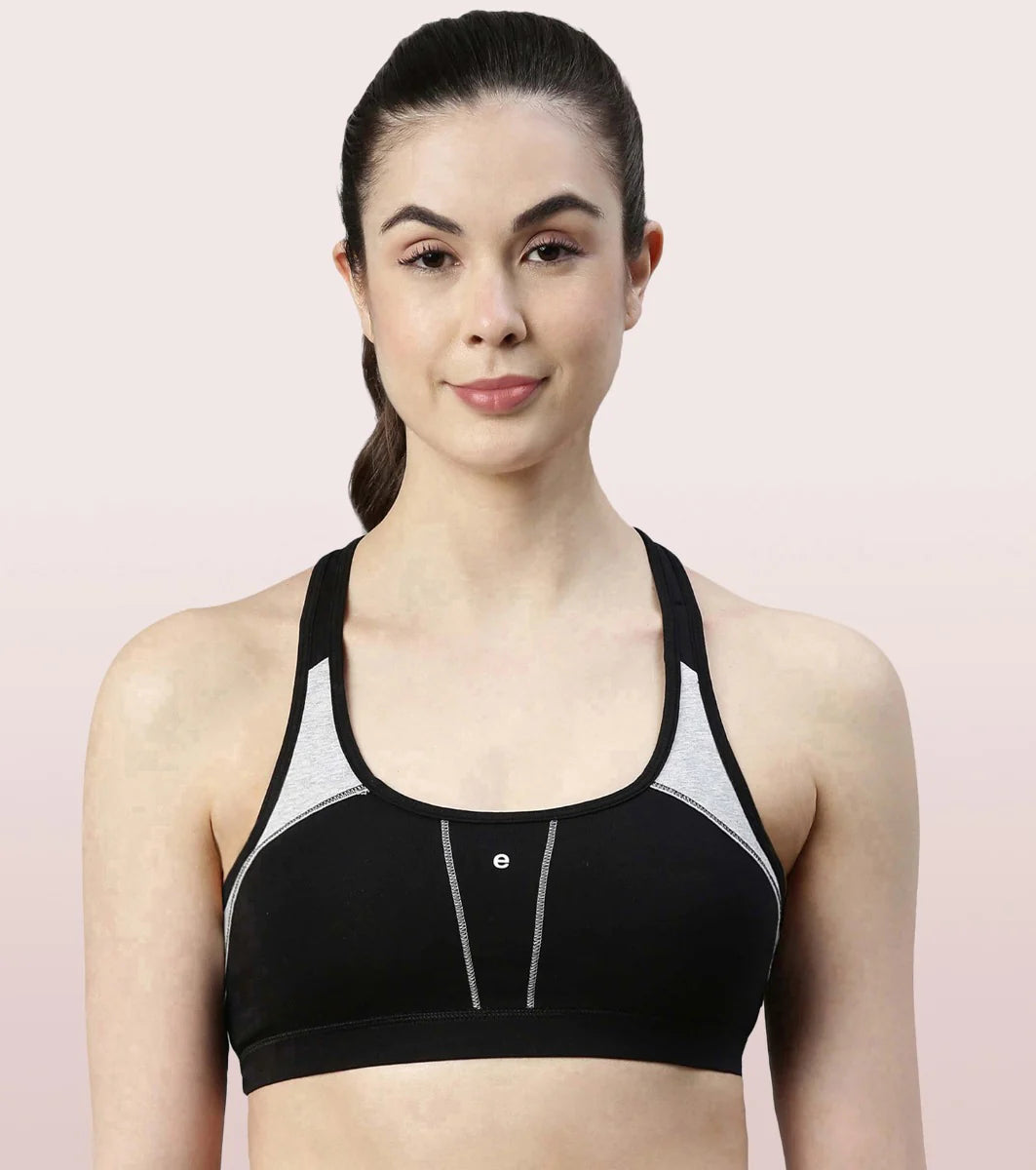 SB08 Racer Back Medium Impact Sports Bra With Removable Pads cotton bra, non - padded bra, Non Padded, non wired, non wired bra - bare essentials