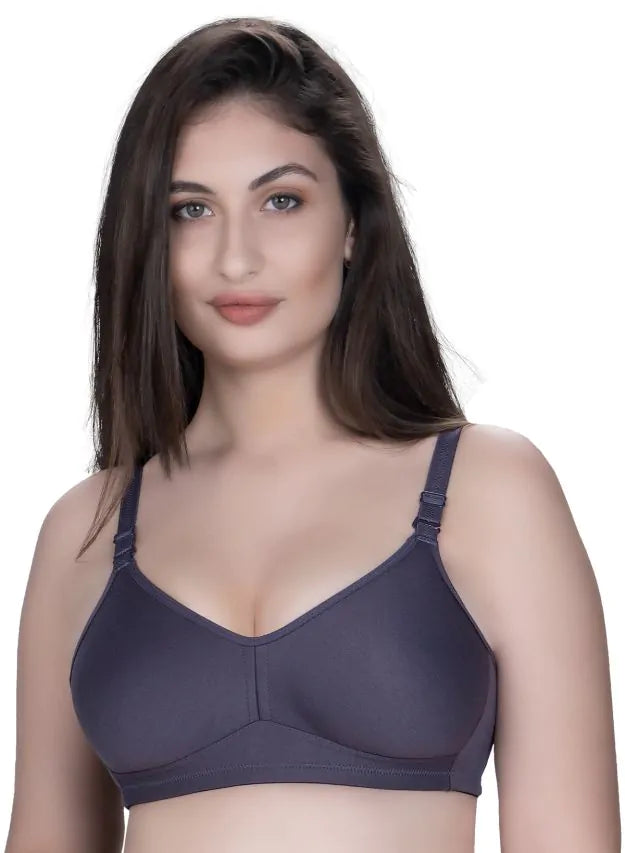 Minimizer Grey Trylo full coverage, Full support bra, minimizer, non - padded bra, non wired bra, T-shirt Bra - bare essentials