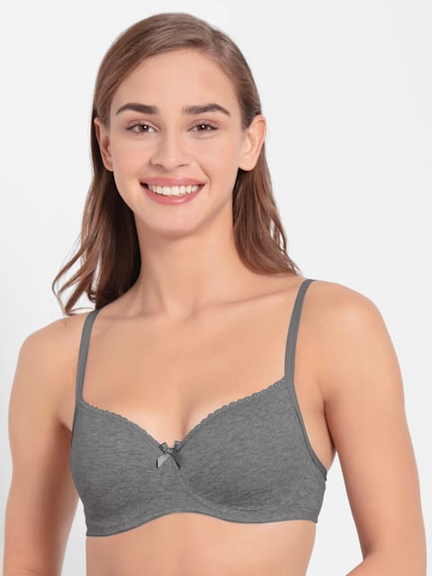 Buy Women's Under-Wired Padded Super Combed Cotton Elastane Stretch Medium  Coverage Multiway Styling T-Shirt Bra with Detachable Straps - Candlelight  Peach 1245
