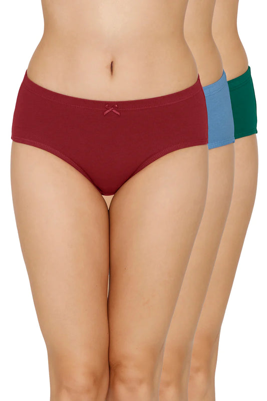 Buy High Waist Hipster Panty in Wine Colour with Powernet Panels