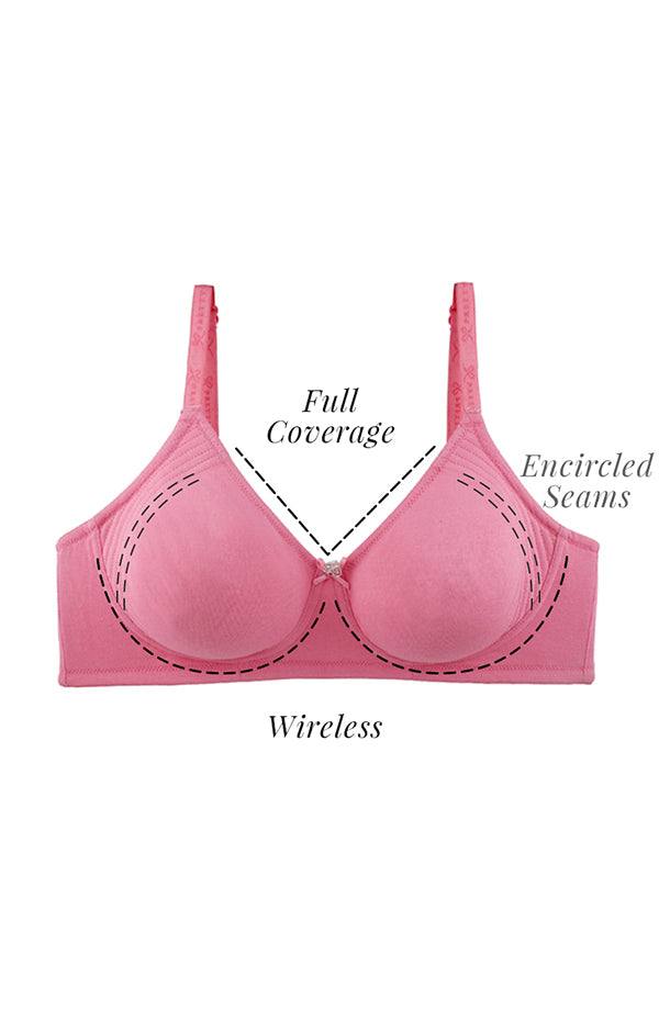 Bras for Womens Wireless Seamed Cotton Bra Seamless Curves Floral