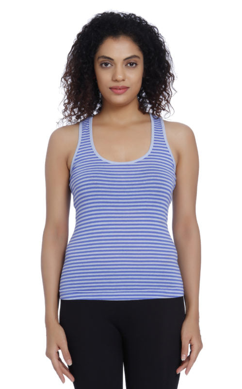 Aria Leya - Yoga Top - Seaside Sunset - Blue stripes Aria Leya, Blue stripes, Designer collection, Yoga top - bare essentials