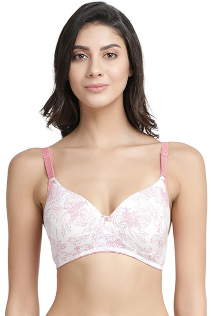Organic Cotton Antimicrobial Lace touch T-shirt Bra-ISB042-Bright Pink