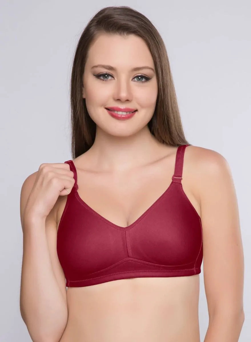 Minimizer Burgandy Trylo full coverage, Full support bra, minimizer, non - padded bra, non wired bra, T-shirt Bra - bare essentials