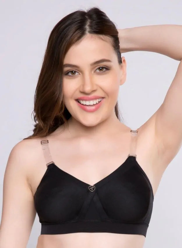 Alpa Strapless Black Trylo bra, Bras, cotton bra, Full support bra, non - padded bra, non wired bra, Strapless Bra, T shirt bra - bare essentials